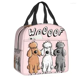 Sacs de rangement Woof Poodles Thermal Isuled Femmes Cartoon Poodle Dog Resicture Lunch Conteneur pour extérieur Picnic Food Box