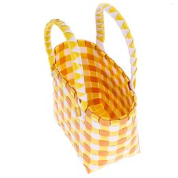 Bolsas de almacenamiento, cesta de mano tejida, cestas para exteriores, contenedor de verduras, organizador de cocina para el hogar, colorido, rústico, para Picnic, portátil