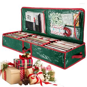 Bolsas de almacenamiento, organizador de envoltura de papel para envolver con bolsillos debajo de la cama, soporte de decoración navideña para cinta y regalos