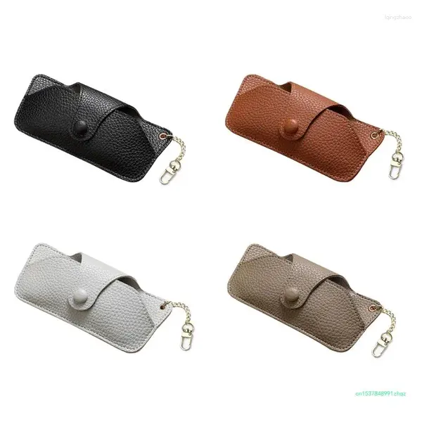 Bolsas de almacenamiento Muñeca PU Gafas Caso Gafas de sol Colgando Cuello Cadena Anti Caída Lectura Gafas Clip Cordón para hombres Mujeres