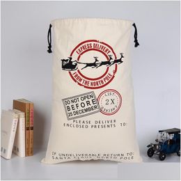 Opbergtassen Kerstmis grote kerstkousen zakken Hessian Santa Gift Sack Decoratie Candy Huidige DString Bag Drop levering Huis GA DHU8C