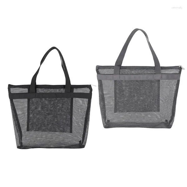 Sacs de rangement Y1UU Mesh Bag Douche Tote avec chaussure double poignées salle de bain