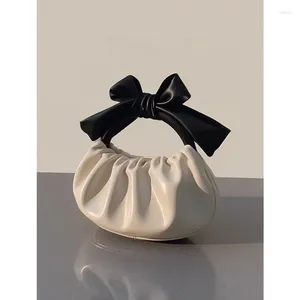 Sacs de rangement Y2K esthétique Elegant Femmes Coltches de mode Luxury Design Bureau Lady Hands Sacs Trendy Casual Pleed Bow Tend Tend Top-Handle