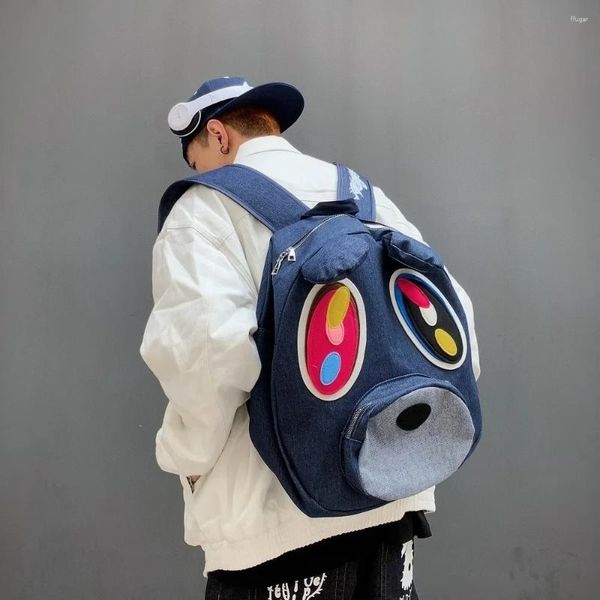 Sacs de rangement Y2K Dropouts Bear Sac à dos Grande capacité Denim Mignon Kanyes Garçon Fille Cartable En Peluche Mode Dessin Animé Sac De Rue