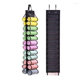 Sacs de rangement Organisateur de leggings de yoga Vêtements de placard suspendus pliables avec 24 compartiments à rouleaux A0KF