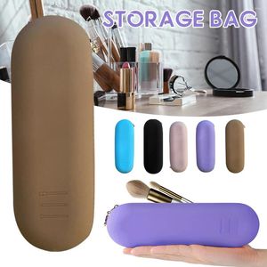 Sacs de rangement Zipper Makeup Brush Silicone Boîte de voyage en sac de toilette portable imperméable