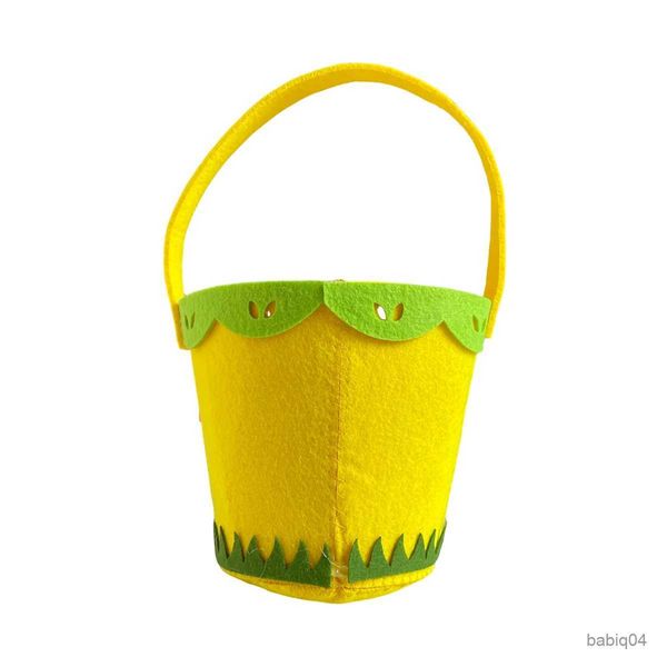 Paniers de rangement 1 pc feutre Pâques fourre-tout panier seau de rangement fait à la main non-tissé panier cadeau sac décoration seau rose lapin vert herbe d