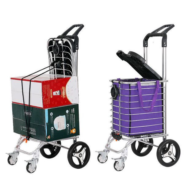 Paniers de rangement Chariot de courses en alliage d'aluminium de 35 L avec couvercle pouvant accueillir une grande roue de 19 cm de qualité pour l'achat sur le marché en plein air 230613