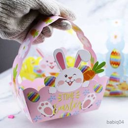 Cestas de almacenamiento 4 piezas de cesta de papel de Pascua con asa de conejito, pollo, caja de regalo de dulces, cesta de almacenamiento, decoración de fiesta de Pascua feliz, bolsa de regalo para niños