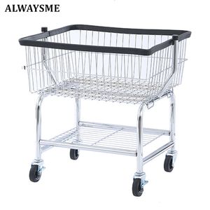 Paniers de rangement ALWAYSME Chariot à linge en fil roulant 230710