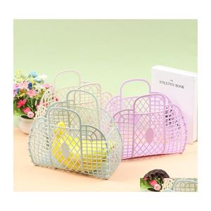 Paniers De Rangement Salle De Bains Panier À Linge Petit Maille Pliable Organisateurs En Plastique Portables Pour Vêtements Ménagers Drop Delivery Home Gar Dhztf