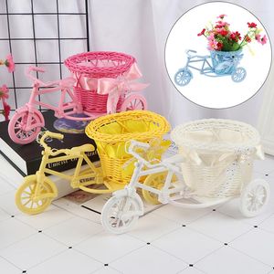 Cestas de almacenamiento Big Wheel Round Basket Rattan Floats Flor Flowerfares contenedores Bicicleta de bicicleta/flor pequeña