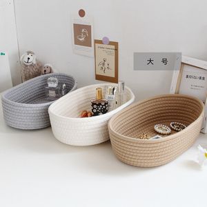 Storage Baskets Braided Nordic Cotton Rope Organized Box Desktop Sundries Key Cosmetics 230410