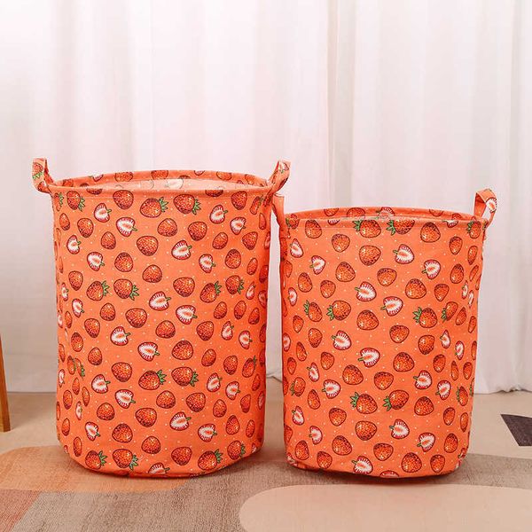 Cestas de almacenamiento Cesta de lavandería con estampado lindo Bolsa de almacenamiento de ropa para el hogar plegable portátil Cesto de lino de algodón para niños Juguetes Cesta de ropa sucia Z0323