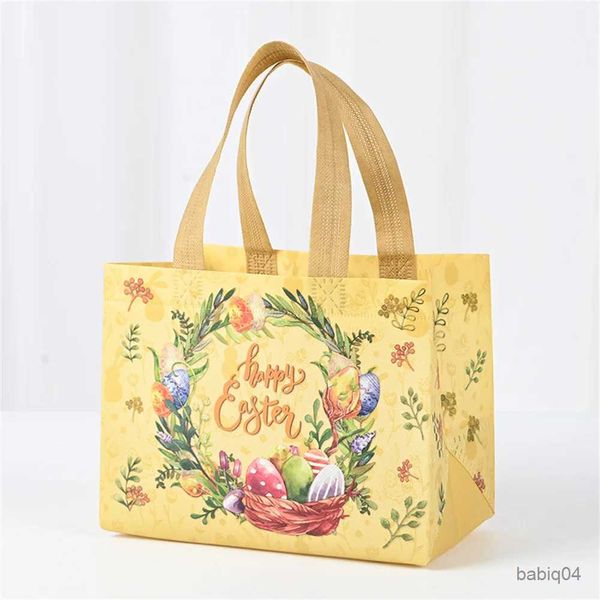 Paniers de rangement Sacs fourre-tout de Pâques Sacs-cadeaux créatifs de dessin animé de lapin panier d'oeufs motif laminage sacs fourre-tout non tissés sacs de shopping respectueux de l'environnement