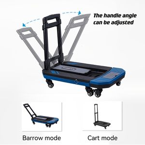 Storage Baskets Folding Hand Truck Dolly Cart For Moving 300lbs Heavy Duty Luggage Collapsible Platform With 6 Wheels 2 Ropes 230613