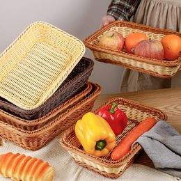 Opslagmanden Handgeweven mand Organisatoren Breadbasket Rangement Organisatie Rattan Picknick Basket opbergdoos Fruitmand Imitatie Rattan 230310