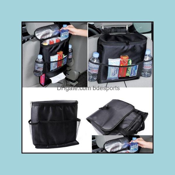 Paniers de rangement Organisation de la maison Housekee Garden Car Ers Seat Organizer Insated Food Container Basket Rangement Rangement Sacs noirs Styling