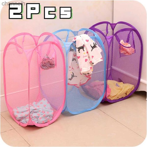 Paniers de rangement Hot 2pcs pliants à la maison panier à linge Sac à vêtements sales YQ240407