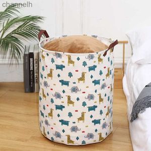 Opslagmanden Huishoudelijke katoenen linnen Wasplaat Cirkelvouwbare waterdichtbare waterdichte kleding Organisator Emmer Childrens Toy Large Storage Bag YQ240407