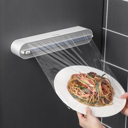 Opslagmanden keuken wegwerpbaar plastic film dispenser huishouden magnetisch koelmiddel schuiffolie automatisch snijaccessoire