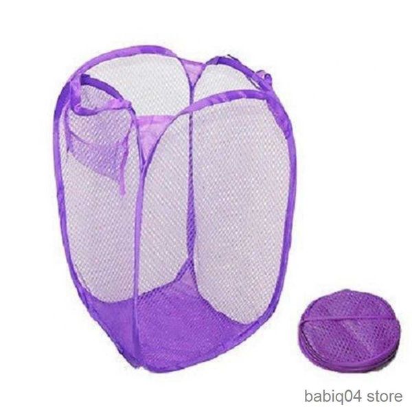 Paniers de rangement Sac à linge pop-up Mesh lavage de panier de linge pliable sac Bin Hamper Storage R230720