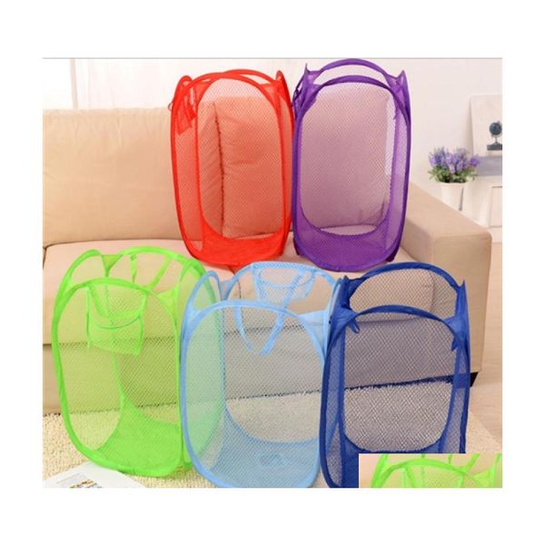 Cestas de almacenamiento Cesta de lavandería Bolsa Plegable Pop Up Lavado de ropa Cesto Malla Almacenamiento Juguetes para niños Zapatos Misceláneas Dhs 140 G2 Drop Dhs0G