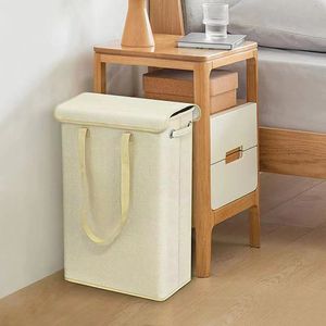 Paniers de rangement panier à linge vêtements avec couvercle vêtements sales 45L pliable mince Portable chambre bureau 230615