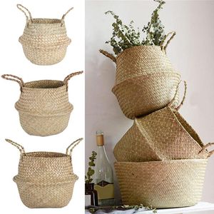 Storage Baskets LuanQI Seagrass Wicker Work Rattan Hanging Planting Flower Pot Laundry Cesta Mimbre Picnic 230510