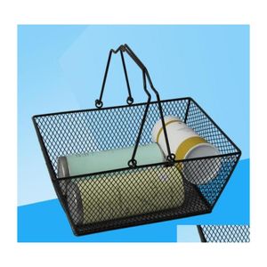 Opbergmanden Metalen winkel Basket IJzeren Draad Mesh Voedsel Fruit Opslag Cosmetica Manden met handgreep Outdoorproducten Drop levering HO DHOC4