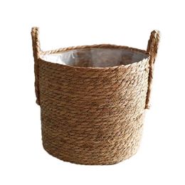 Paniers de rangement Pot de fleur naturel jonc de mer panier en osier décor à la maison jardin blanchisserie bambou jonc de mer paniers de rangement porte-jouets 220912