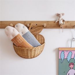 Opslagmanden Noordse handgemaakte rattan appelvorm mand grappig schattige babykamer decor rieten organisator nette home muur