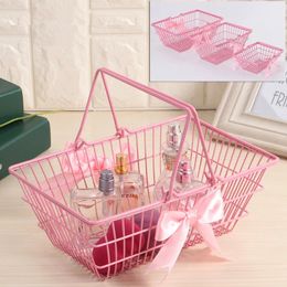 Paniers de rangement Organisateur paniers de rangement de bijoux cosmétiques panier de salle de bain style ins panier de bureau rose pour les filles 231011