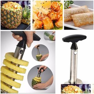 Paniers de stockage Trancheuse d'ananas Couteau de coupe éplucheur en acier inoxydable Cuisine Outils de fruits Accessoires de cuisine Gadgets Drop Livraison H Dh9Hy