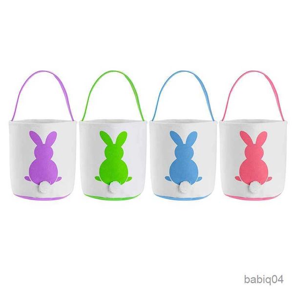 Cestas de almacenamiento Bolsa promocional para huevos de Pascua, cesta para colgar en la pared de arpillera de yute para el hogar, almacenamiento de lona, cubo de Pascua, juguetes, bolsa de mano con oreja de conejo