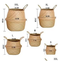 Opslagmanden ZEEGRASS Wickerwork Basket Rattan Hangende bloemenpot vuile wasmand