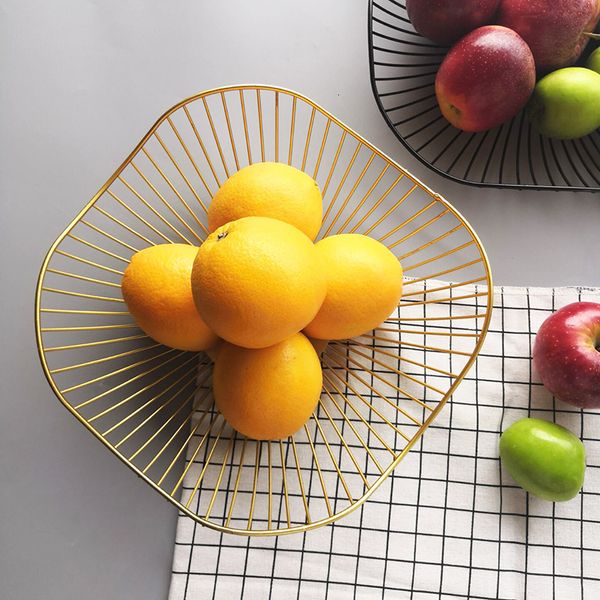 Paniers De Stockage Simple Moderne Fer Conteneur De Fruits Bol Maison Creative Snacks Pain Vidange Table Présentoir 230510