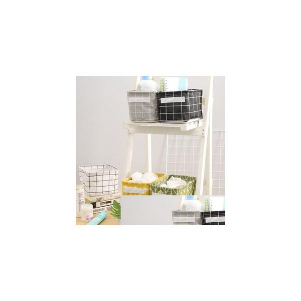 Paniers de rangement Petits bacs de rangement en toile mignon mini pliable coton lin tissu panier boîte articles de bureau organisateur sacs 122105 Home Gard Dhpth