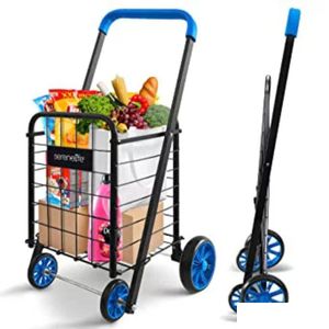 Opbergmanden Utility Cart Capaciteit van 66 lbs Gemakkelijk opvouwbaar en draagbaar Bespaar ruimte Opvouwbare lichtgewicht trolley met rollende draaibare Dhbce