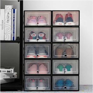 Bacs de rangement esshoesboîtes anti-poussière empilable boîte organisateur chaussure organisation esplastic boîte de rangement W0428