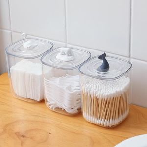 Opslagfles pot katoenen swab tandenstokers doos huishoudelijke eenvoudige desktop transparante plastic tandenstoker houder met deksel XG0208
