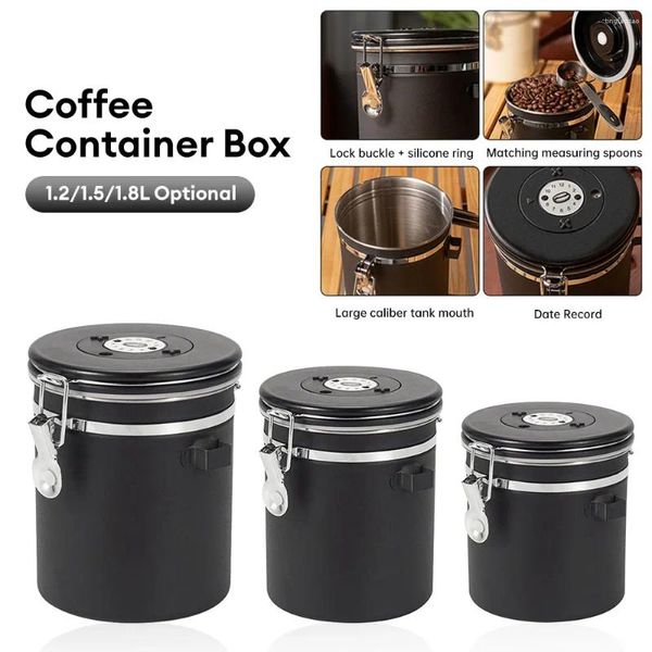 Bouteilles de rangement 1.2 / 1,5 / 1,8 L grain de café en acier inoxydable Can Scelling Scelling Food Continer contenu contenu