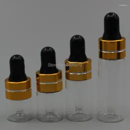 Bouteilles de stockage 1/2/3/5 ml flacon compte-gouttes en verre transparent petits flacons transparents avec pipette pour parfum cosmétique huile essentielle F547