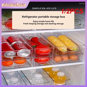 Bouteilles de rangement 1 / 2pcs Boîte de réfrigérateur transparent Organisateur de fruits de légumes Réfrigage Récipient transparent pour les boissons alimentaires de cuisine