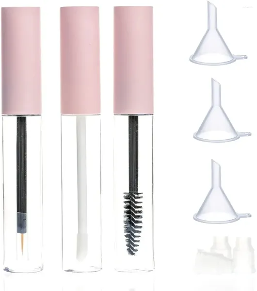 Botellas de almacenamiento 1.5ml/5ml/10ml Protable vacío Pink Mascara Tube delineador de ojos y brillo de labios DIY RELABLE BOTADA COSMÉTICA COSMÉTIC