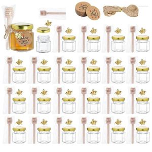 Bouteilles de stockage 1,5 oz 20 pack mini pots de miel faveurs de fête en vrac avec couvercles en or Dipper pendentifs d'abeille mignons parfaits pour le mariage de douche de bébé