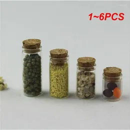Botellas de almacenamiento 1-6pcs 2.5 ml a 60 ml Tubo de ensayo de vidrio de laboratorio de fondo plano con tapones de corcho sellado Tanque de lata