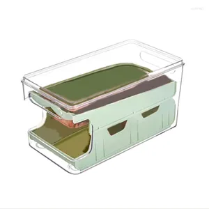 Botellas de almacenamiento 1 PCS Refrigerador de cocina Caja transparente Rollo de huevo automático Conservación de frutas y verduras Verde