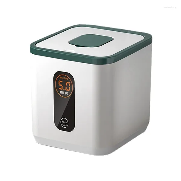 Bouteilles de stockage 1 pièce, boîte de cuisine contenant des grains de riz, résistante à l'humidité, Nano anti-insectes, récipient scellé pour aliments pour animaux de compagnie, blanc vert