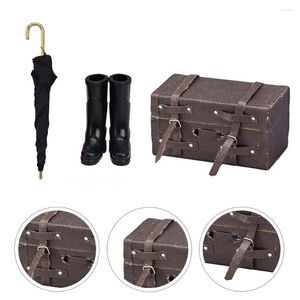Opslagflessen 1 Set Mini House Paraplu Rain Boots Leather Suitcase Model Doll Travel